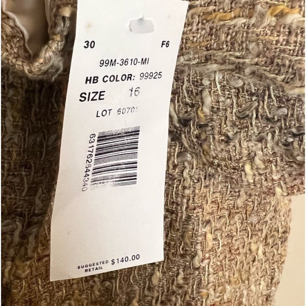 Harve Benard One Button Fully Lined Multi Tan/ Brown Women’s Jacket sz 16 NWT - Picture 6 of 8